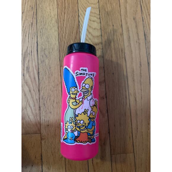 Vintage 90’s The Simpsons Pink Water Bottle - Picture 1 of 2